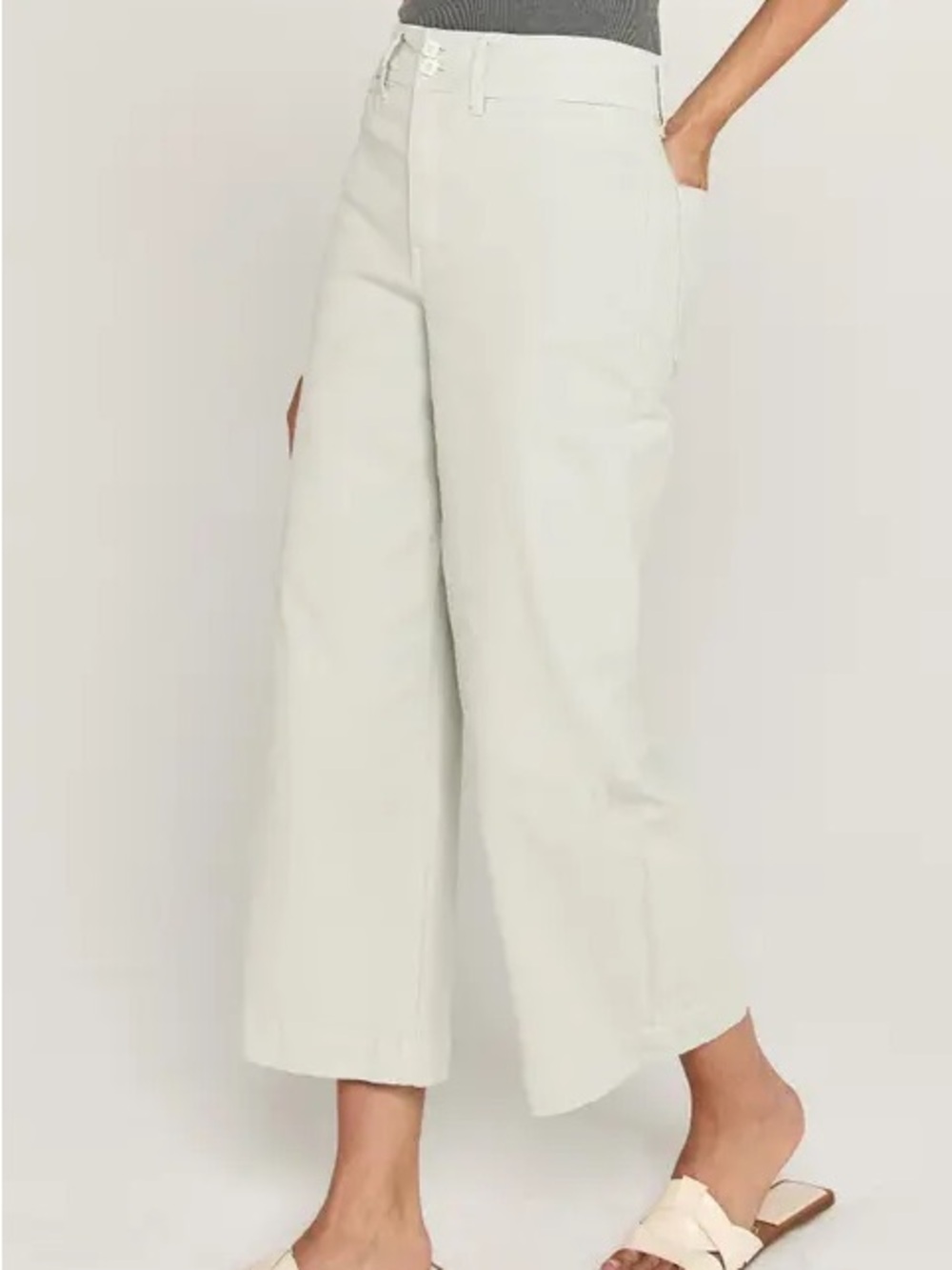 Unpublished Gemma Stretch Cotton Wide Leg Crop Pant - Size 29, Pale Sage Green